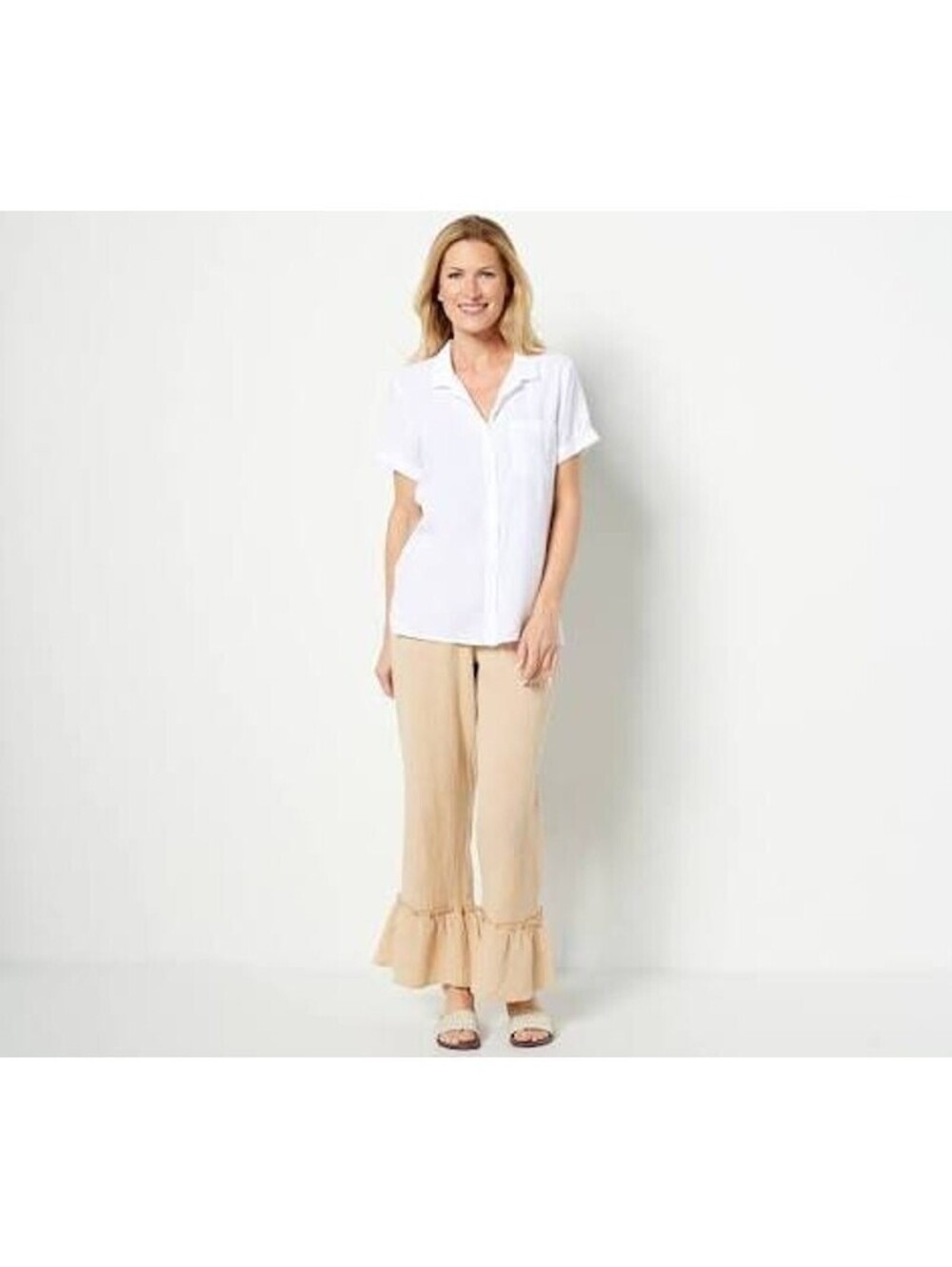 1263 - Attitudes by Renee Gauze pants with ruffle - 1X - NWT